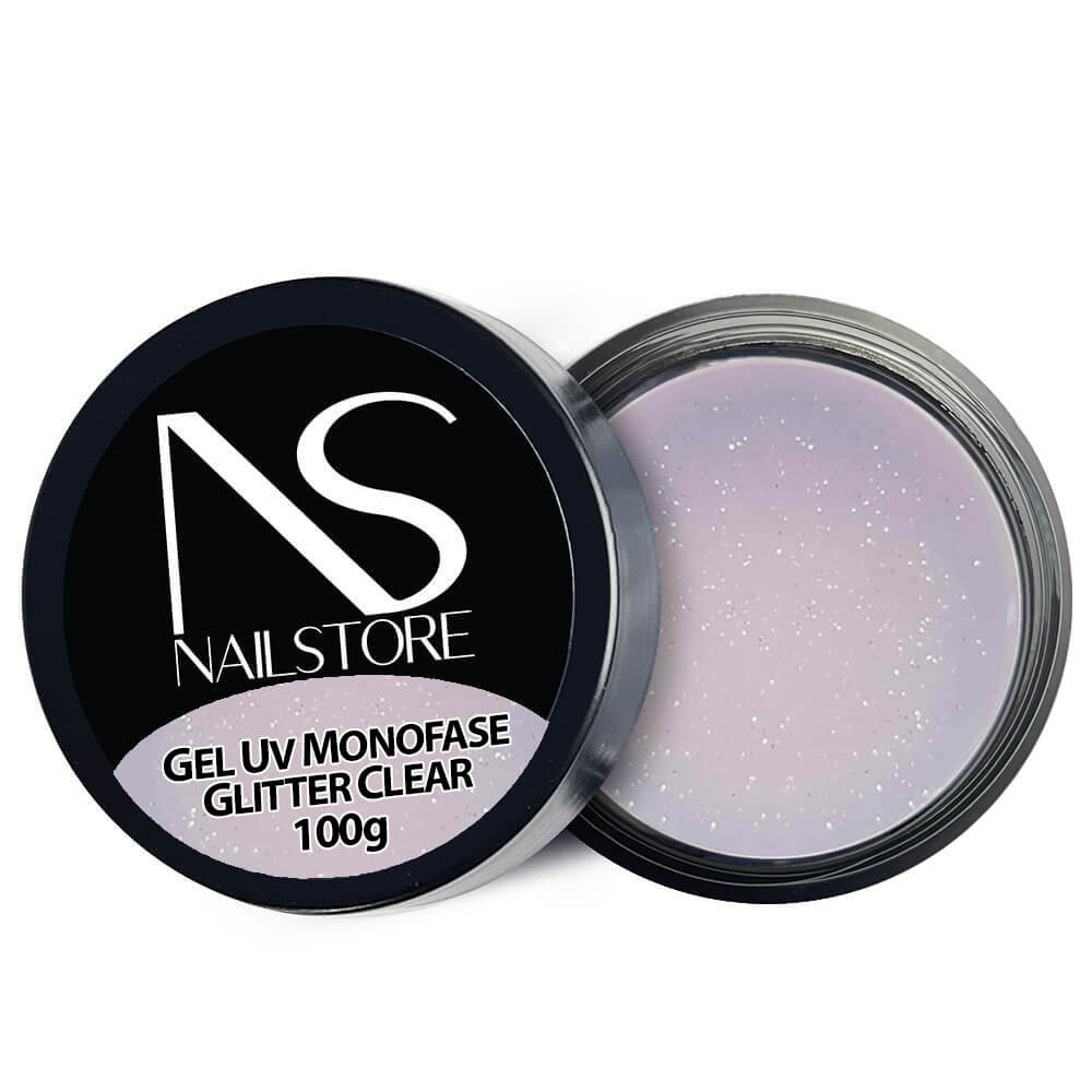 Gel UV Monofase Glitter Clear 100g - Nail Store