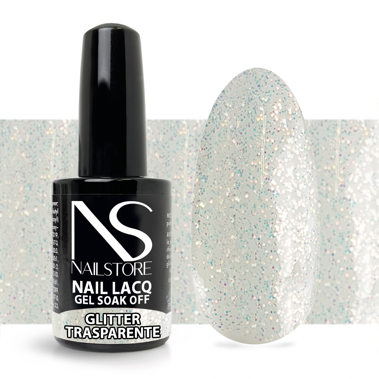 Semipermanente Nail Lacq Glitter Trasparente - Nail Store